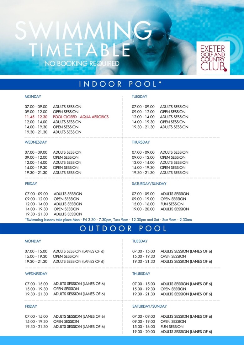 Swim Timetable June 2021 (1) | Exeter Golf and Country Club